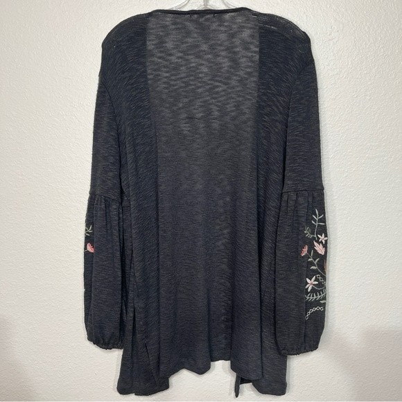 Maurices Dark Gray Cardigan with Floral Embroidery - Picture 5 of 6